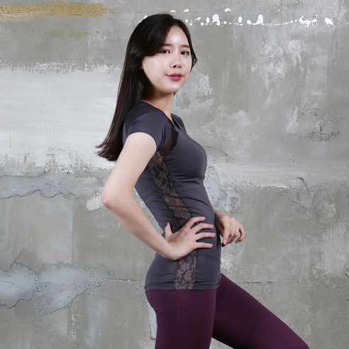 리나라인 여성용 레이스라글란티셔츠 요가복 SS17