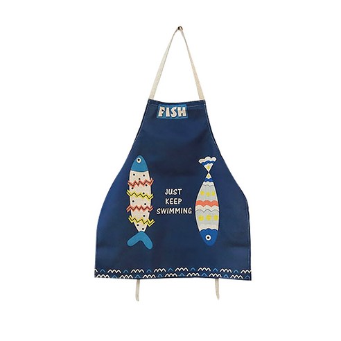 DM 알럽홈 에이프런 프리티 앞치마 58 x 68 cm, 블루 두개 물고기, 1개