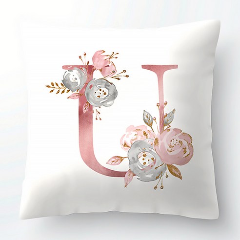 디엠코퍼레이션 알럽홈 플라워 알파벳 쿠션커버, U