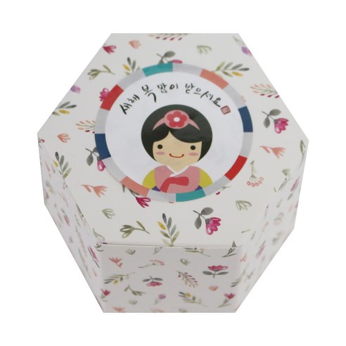 황씨네도시락 꽃 육각 상자 소 5p + 새해 복 한복 소녀 스티커 5p, 혼합 색상, 1세트
