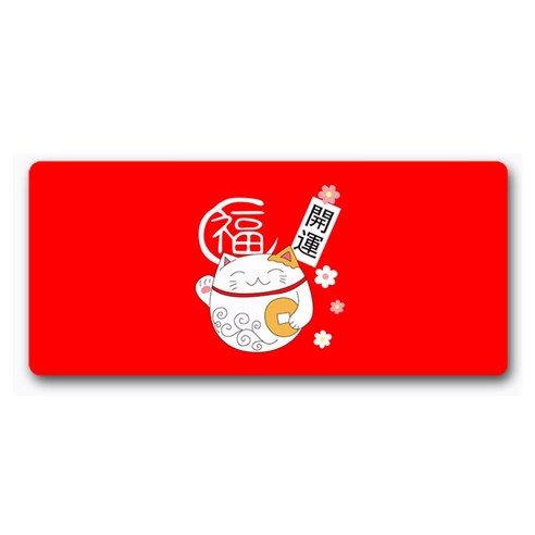 DM 알럽컴 럭키 고양이 마우스 장패드 40 x 90 x 3 cm, 레드10, 1개