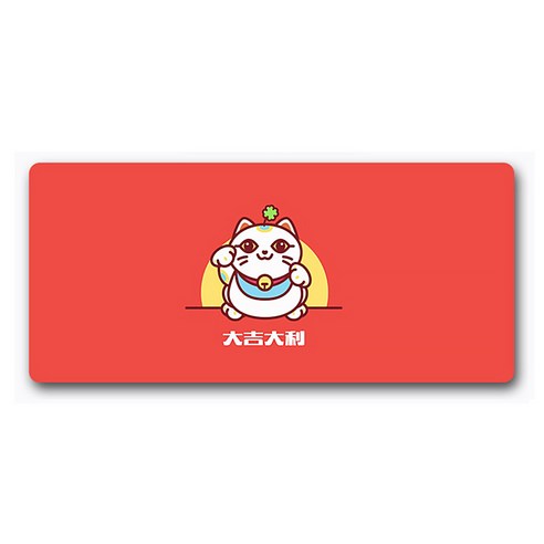 DM 알럽컴 럭키 고양이 마우스 장패드 40 x 90 x 3 cm, 오렌지레드6, 1개