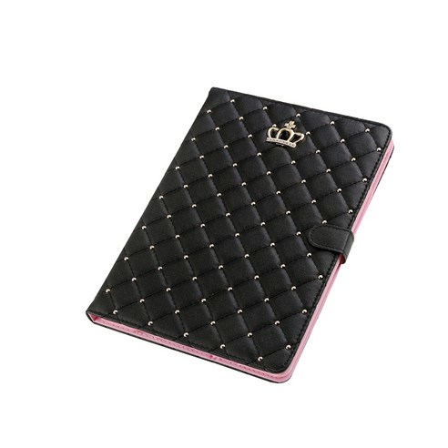 인스타 ipad 왕관 다이아몬드 가죽케이스, 블랙
