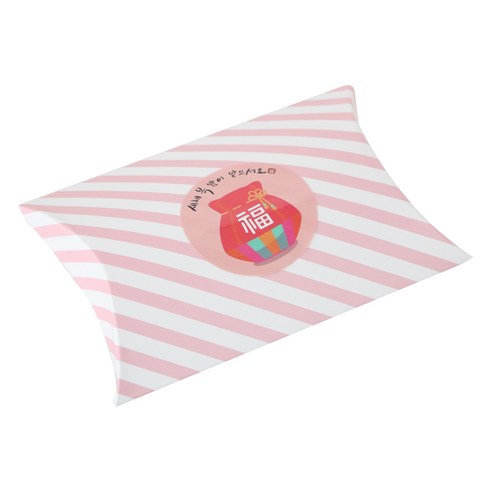 황씨네도시락 반달상자 스트라이프 핑크 10p + 새해복 복주머니 스티커 10p, 혼합 색상, 1세트