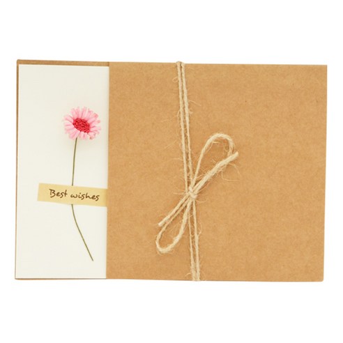 도나앤데코 클로이 편지지 + 크라프트 봉투 + 미니데이지 꽃데코, 핑크, 5세트