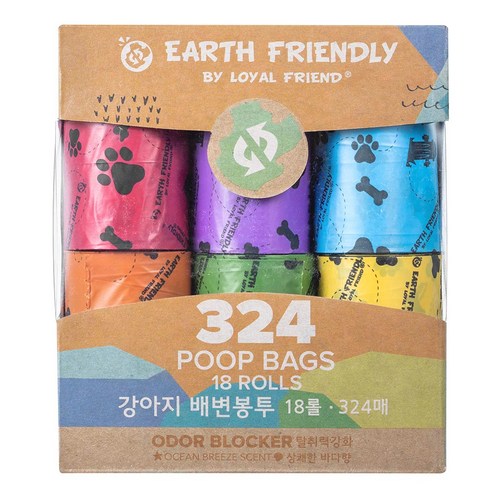 로얄프랜드 배변봉투 리필 6컬러 324매, 혼합 색상, 1세트