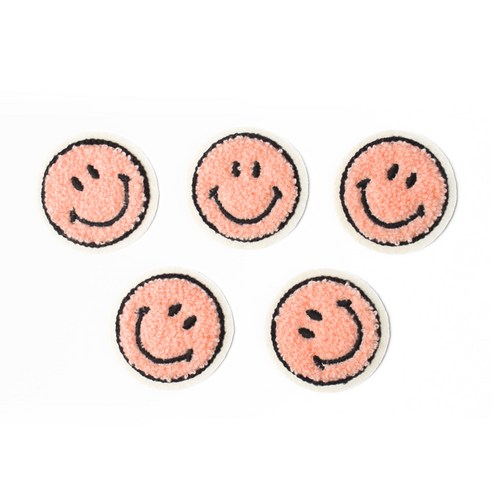 패션포인트 미니 자수 와펜 보슬이 스마일 53 x 53 mm, 핑크, 5개입 Best Top5