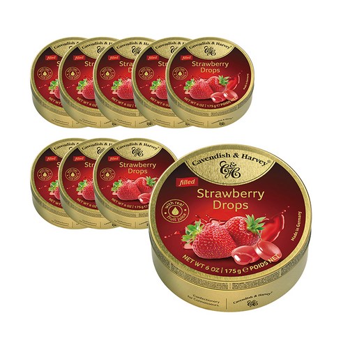 캐빈디쉬앤하비 딸기맛 캔디, 175g, 9개