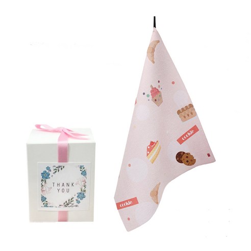 삼육오데이 DIY 돌답례품 수건 10p + 박스 10p + 리본 핑크 12p + 땡큐스티커 12p, 디저트가득, 1세트