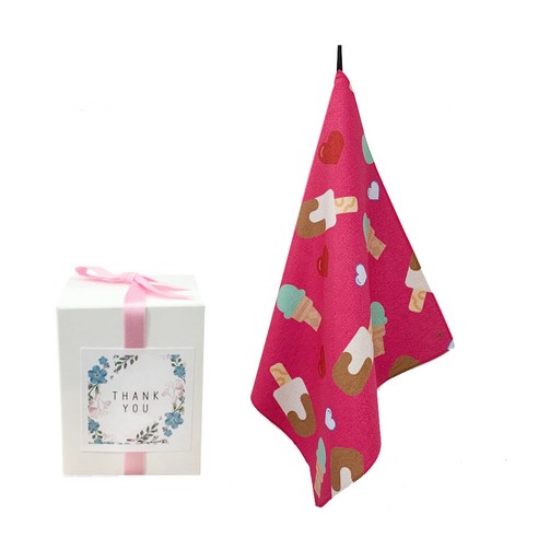 삼육오데이 DIY 돌답례품 수건 10p + 박스 10p + 리본 핑크 12p + 땡큐스티커 12p, 아삭아삭, 1세트