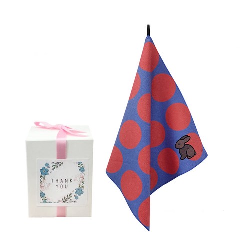 삼육오데이 DIY 돌답례품 수건 10p + 박스 10p + 리본 핑크 12p + 땡큐스티커 12p, 땡땡이, 1세트