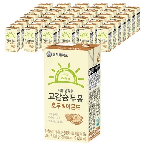 연세두유 뼈를생각한 고칼슘두유 호두&아몬드, 190ml, 48개입