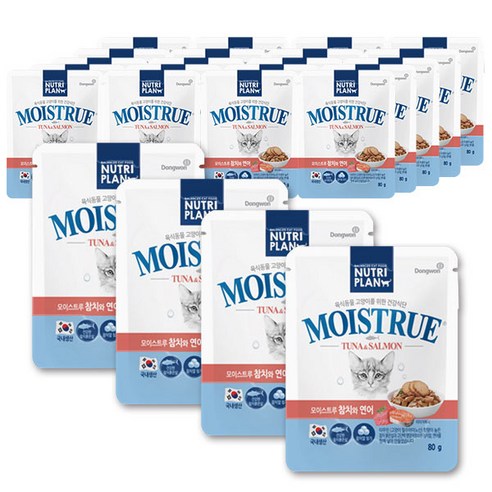 뉴트리플랜 모이스트루 참치와 연어 고양이 습식 파우치, 참치 + 연어 혼합맛, 24개입
