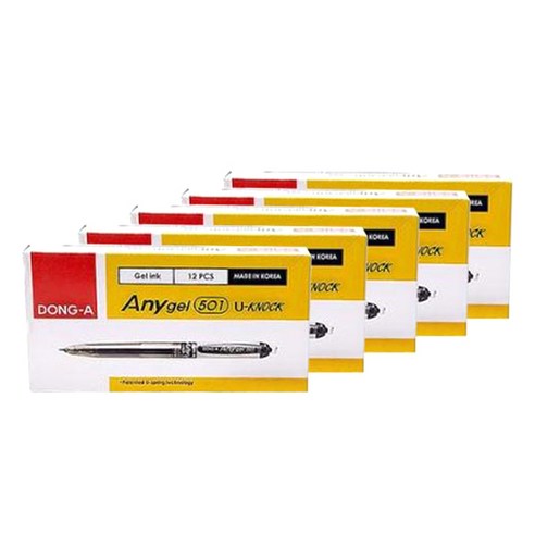 동아 애니겔 볼펜 0.5mm 12p, BLACK, 5개입