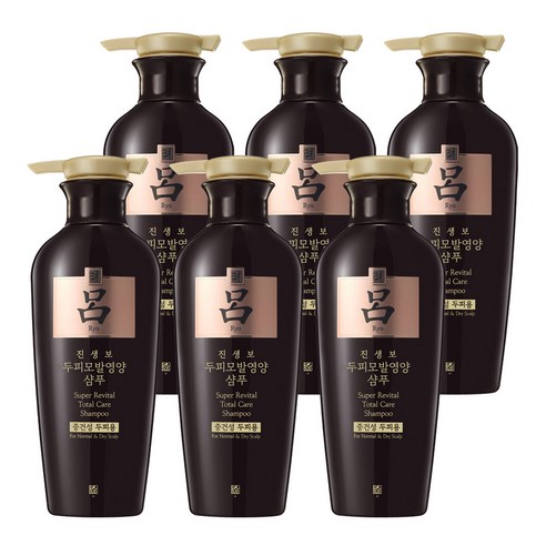 려 진생보 두피모발영양 샴푸, 400ml, 6개