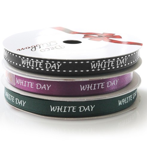 톡톡팬시 굿즈 WHITE DAY 프린팅 포장리본 3p 세트, NO42, 13.5m