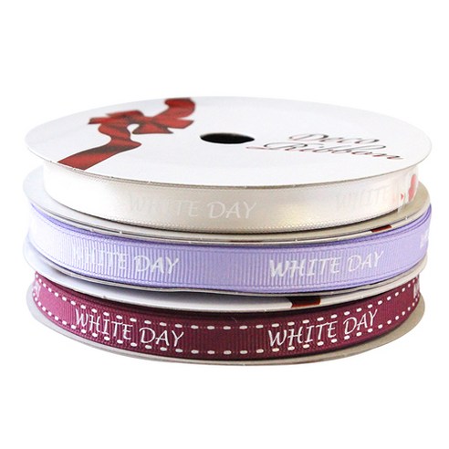 톡톡팬시 굿즈 WHITE DAY 프린팅 포장리본 3p 세트, NO5, 13.5m