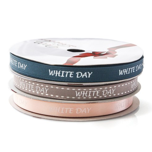 톡톡팬시 굿즈 WHITE DAY 프린팅 포장리본 3p 세트, NO59, 13.5m