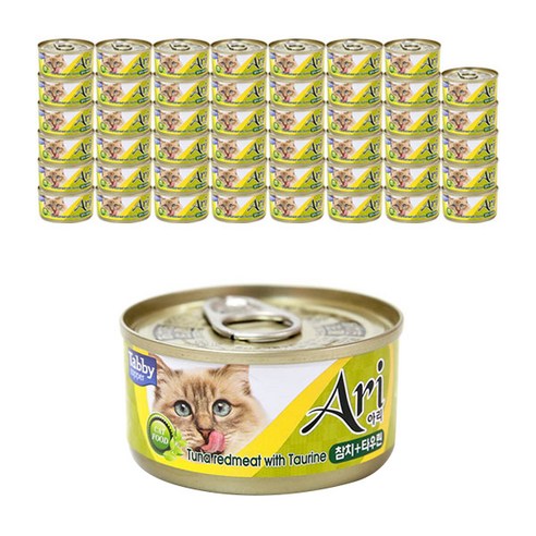 테비토퍼 아리 고양이 간식캔 생선 80g, 참치 + 타우린, 48개