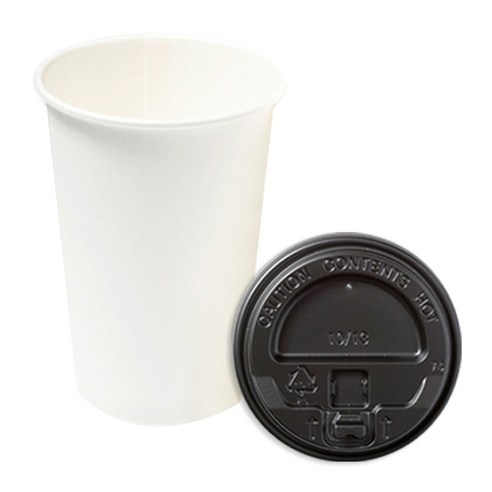 더빈썸 무지 종이컵 380ml + 개폐 블랙뚜껑 세트, 100개입, 2개