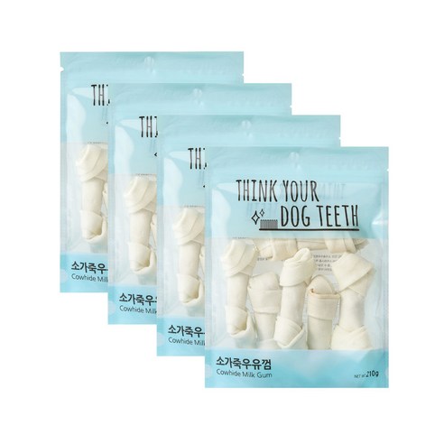 ThinkYourDogTeeth 반려견 우유껌 6개입, 소가죽, 210g, 4개