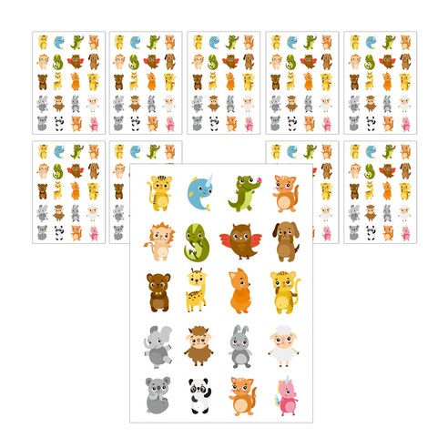 삼육오문방구 오려쓰는 데코스티커, 동물, 10개입
