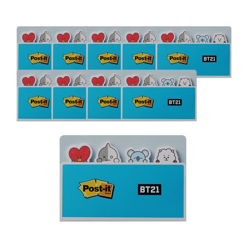 포스트잇 플래그 분류용 종이 670-BT21 블루, 10개입