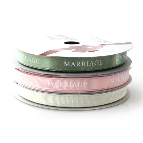 톡톡 팬시굿즈 MARRIAGE 프린팅 포장리본 세트, NO19(C19진카키, G39벚꽃색, G4크림색), 13.5m