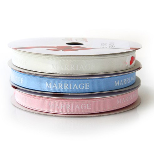 톡톡 팬시굿즈 MARRIAGE 프린팅 포장리본 세트, NO3(C3밀키화이트, G21하늘색, G60페일핑크), 13.5m