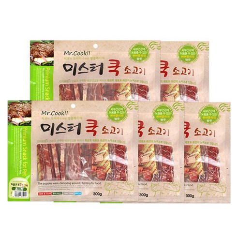 도그펜시아 미스터쿡 혼합 건조간식, 소고기, 300g, 5개