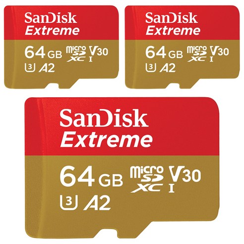 샌디스크 익스트림 마이크로SD SDSQXA2-064G 3p, 64GB, 3개