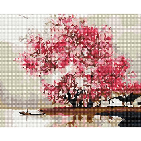 아트조이 DIY 보석 십자수 캔버스형 50 x 40 cm, 강가의 봄, 1세트