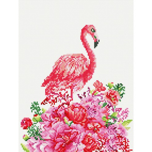 아트조이 DIY 보석십자수 캔버스형 30 x 40 cm, 플라워 플라밍고 2, 1세트