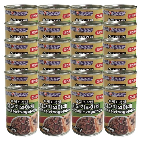 헬로도기 수제조각 주식 캔 400g, 닭고기와 야채, 24개입