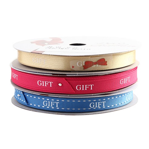 톡톡 팬시굿즈 GIFT 프린팅 포장리본 3p 세트, NO10, 13.5m