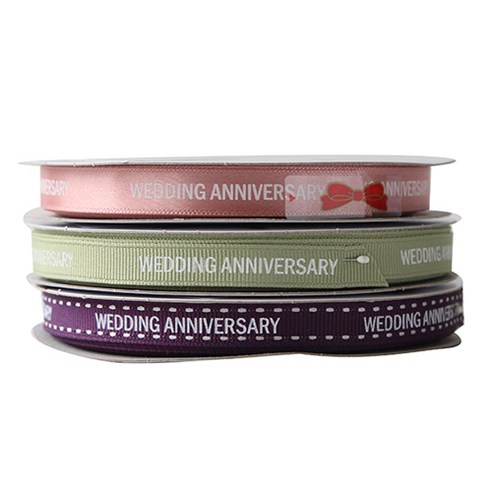 톡톡팬시 WEDDING ANNIVERSARY 프린팅 포장리본 세트, NO57, 13.5m