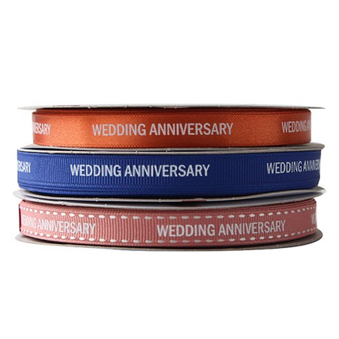 톡톡팬시 WEDDING ANNIVERSARY 프린팅 포장리본 세트, NO55, 13.5m
