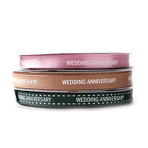 톡톡팬시 WEDDING ANNIVERSARY 프린팅 포장리본 세트, NO48, 13.5m