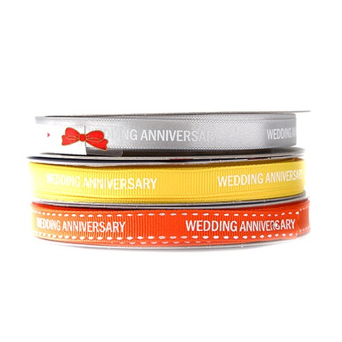 톡톡팬시 WEDDING ANNIVERSARY 프린팅 포장리본 세트, NO32, 13.5m