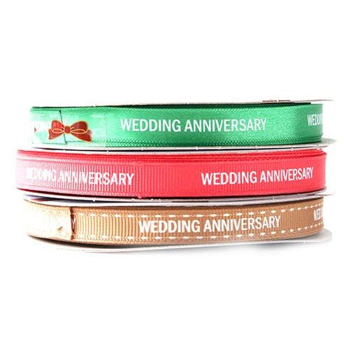 톡톡팬시 WEDDING ANNIVERSARY 프린팅 포장리본 세트, NO18, 13.5m