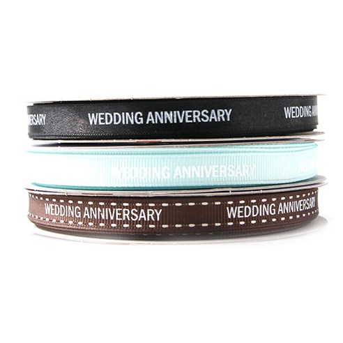 톡톡팬시 WEDDING ANNIVERSARY 프린팅 포장리본 세트, NO1, 13.5m