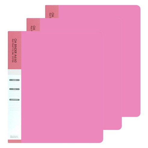 레드루프 OA 클리어바인더화일 A4 60매, 핑크, 3개입