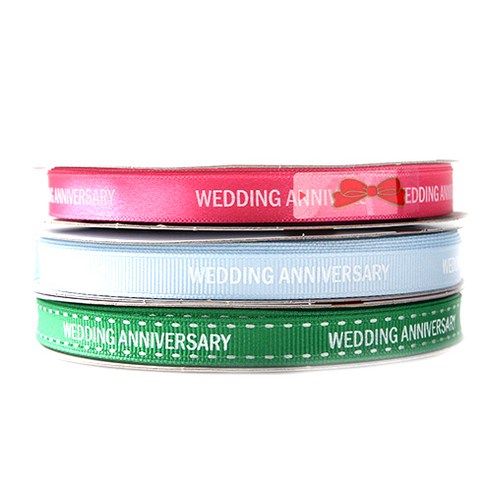 톡톡팬시 WEDDING ANNIVERSARY 프린팅 포장리본 세트, NO46, 13.5m