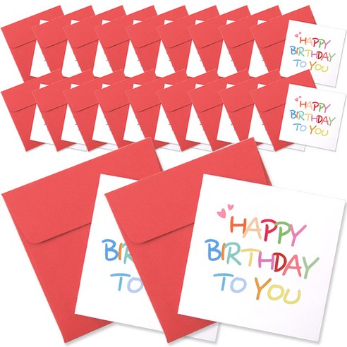 투영디자인 미니 축하카드, 무지개생일축하, 20개입