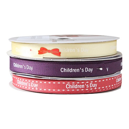 톡톡팬시굿즈 Children''s Day 프린팅 포장리본 3p 세트, NO7, 13.5m