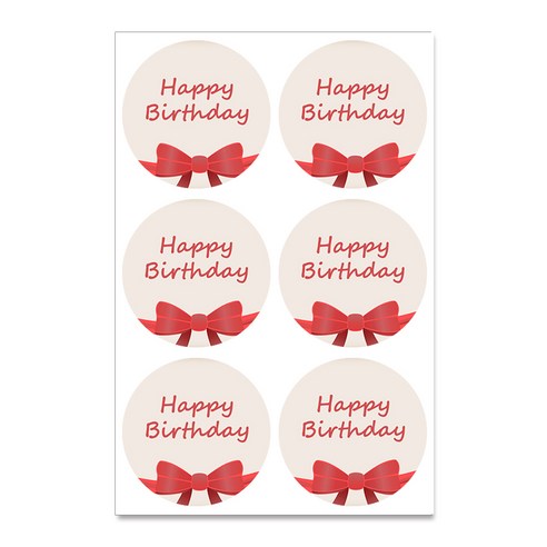 삼육오문방구 레터링 스티커, 리본 (Happy Birthday), 60개입