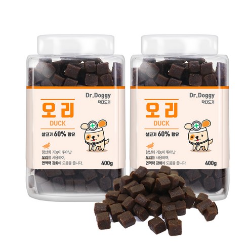 닥터도기 져키 반려견 간식, 오리고기맛, 400g, 2개