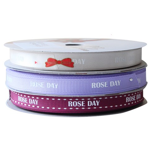 톡톡팬시 굿즈 ROSE DAY 프린팅 포장리본 3p 세트, NO5, 13.5m