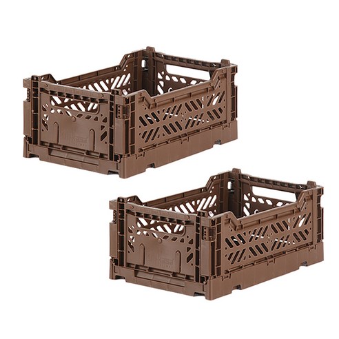 아이카사 폴딩박스 S, brown, 2개