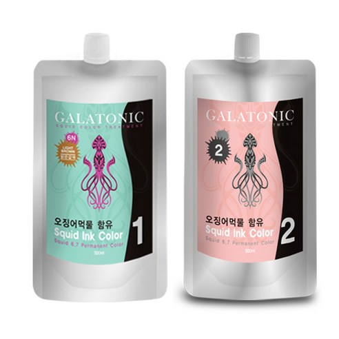갈라토닉 스퀴드 잉크칼라 새치염색 1제 500ml + 2제 500ml, 6N밝은갈색, 1개
